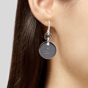 🆕 Gucci Round Disc Drop 925 Silver Earrings! 💥